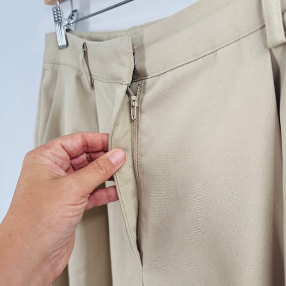 NA-KD Women’s Size 38 Wide Leg High Rise Pleated Trousers Beige Khaki Pants - Picture 7 of 9